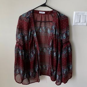 Burgundy patterned kimono